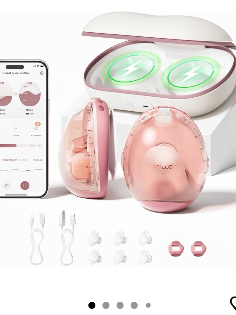 Momcozy Air 1 Mama Juicer Breast Pump - Ultra Slim Wireless Charging Case - App